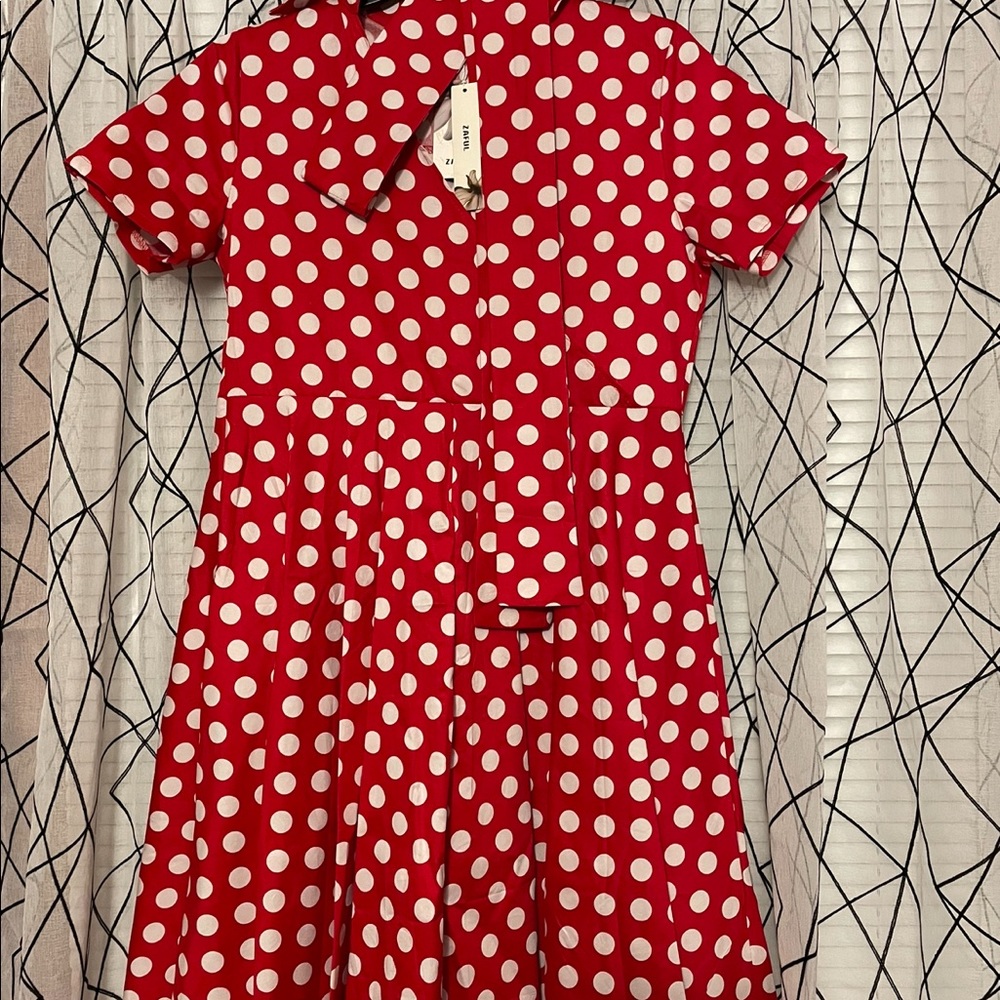 XXL Red Dress with white polka dots.